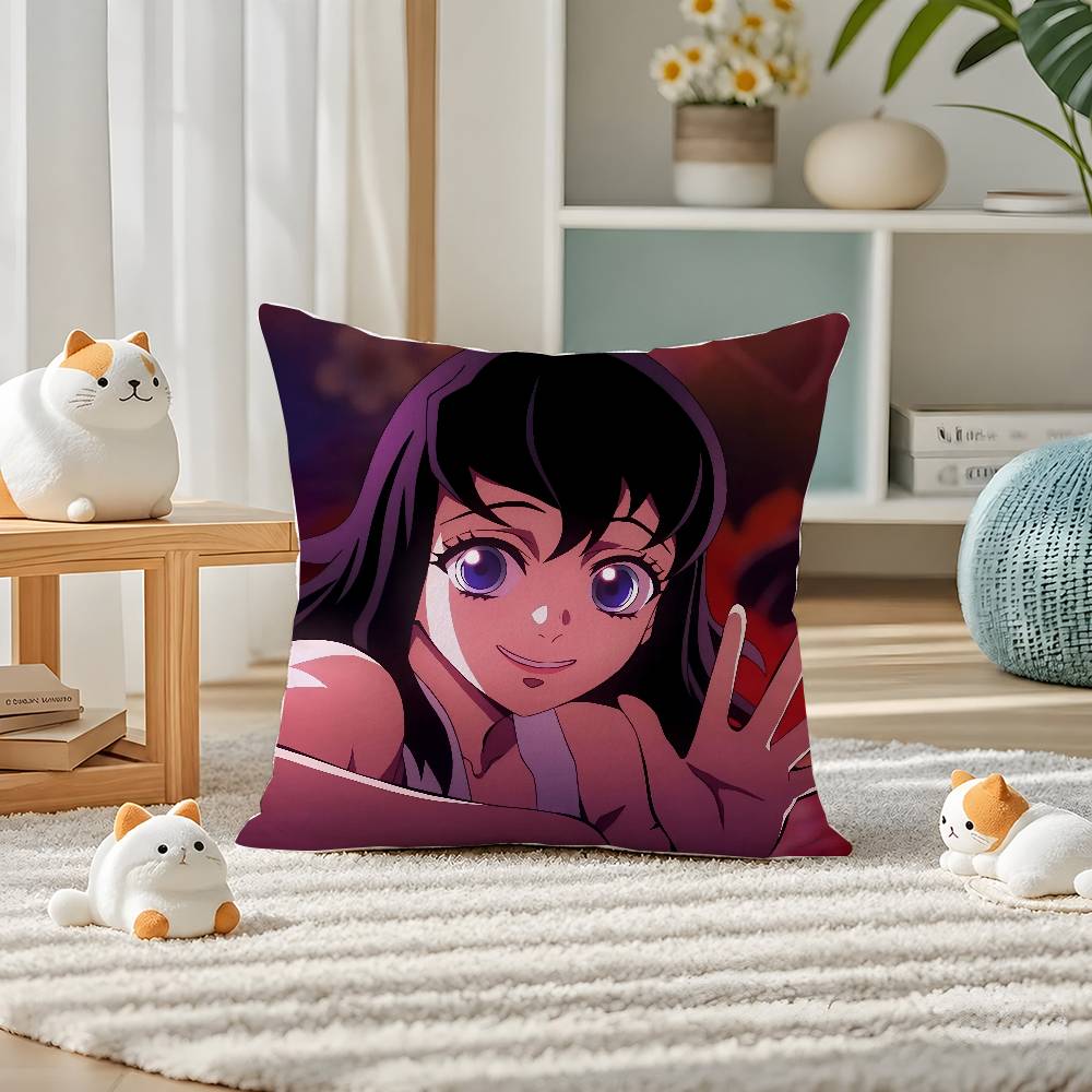 Demon Slayer Upper Moon Demons Anime Plush Pillow Cover Soft Short Plush Cushion Cover For Sofa Bedroom Home Decor Gift