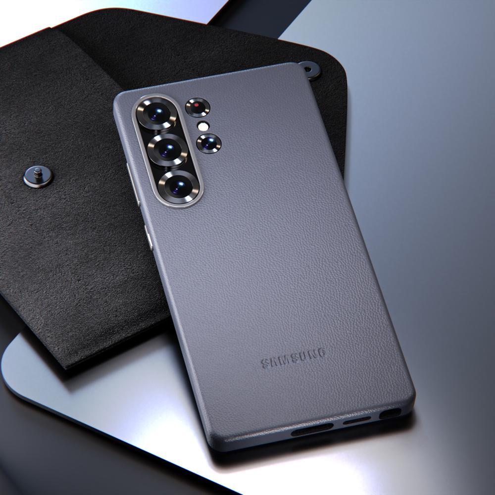 

Samsung Galaxy S25 Ultra Plus кожаный чехол противоударный чехол с текстурой овчины защитная задняя крышка для S25Ultra S25Plus S25 For S25 серый