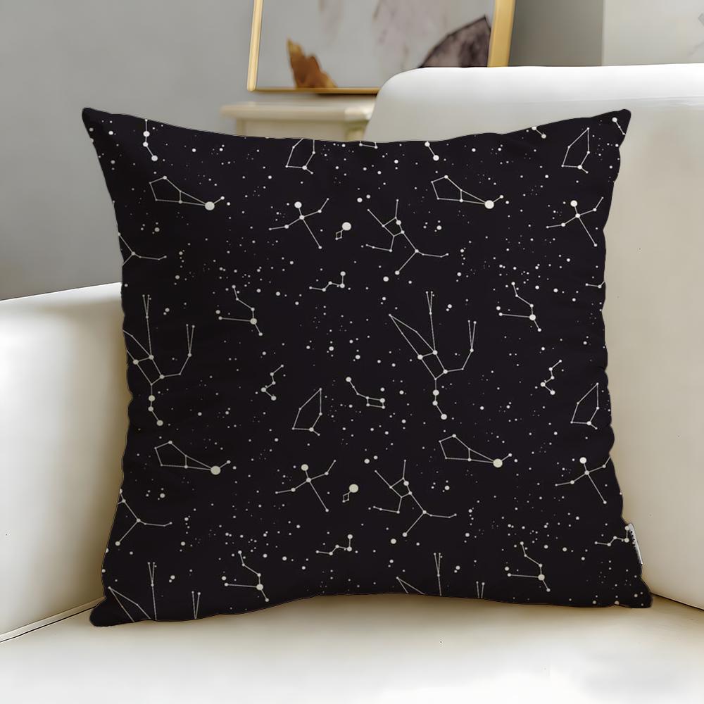 Constellation Pattern Cushion Cover Soft & Easy-Wash Pillow Case – Versatile For Couch, Bed, Travel And Office