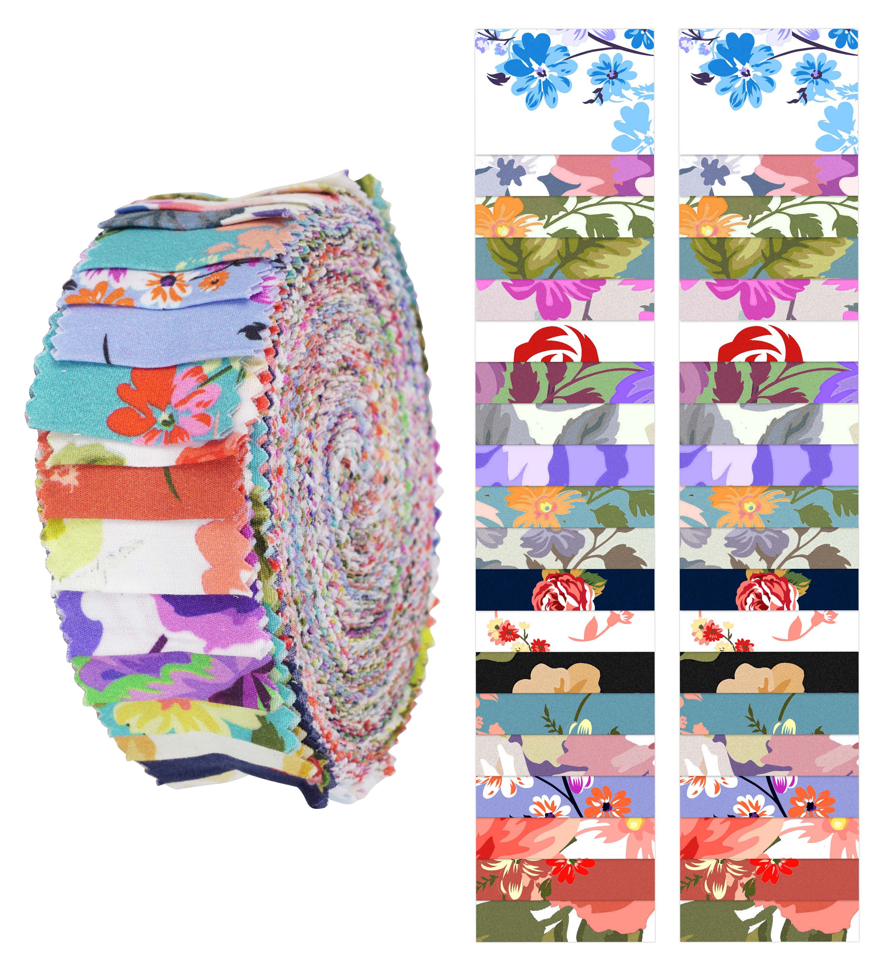 

Soimoi 40 шт. бавовняної тканини з квітковим принтом для стьобання ремісничих смужок 2,5x42 дюйма желейний рулон - 1.5x42 inches різнокольоровий