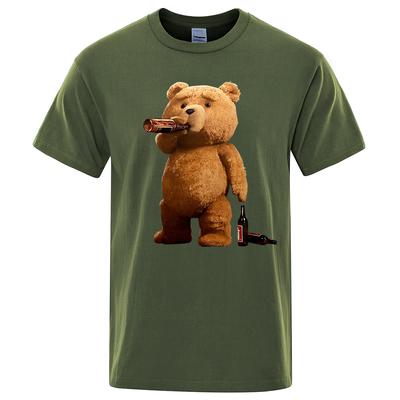 Men's Lovely Ted Bear Drink Beer Poster Funny 3D Printed T-Shirt Men  Casual Short Sleeves Tee T-Shirts