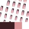Valentine’s Day Medium Square Press On Nail with Brown French Heart Designs Stick On Nail Decoration for Women