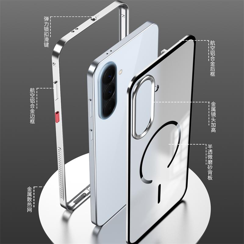 Magnetische Hülle Für Samsung Galaxy A37 Hülle Aluminiumlegierung Metallrahmen Matt Transparente Acrylhülle Für Samsung A 37 5G