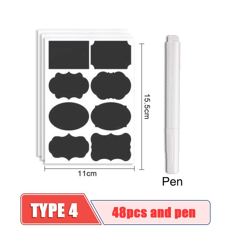 50pcs/sets Jars Labels Erasable Chalkboard Labels Waterproof Spice Sticker Craft Kitchen Blackboard Sticker Bottles Tag With Pen