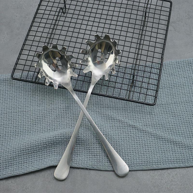 Stainless Steel Ice Scoop and Pasta Ladle with Strainer Tongs for Kitchen and Bar