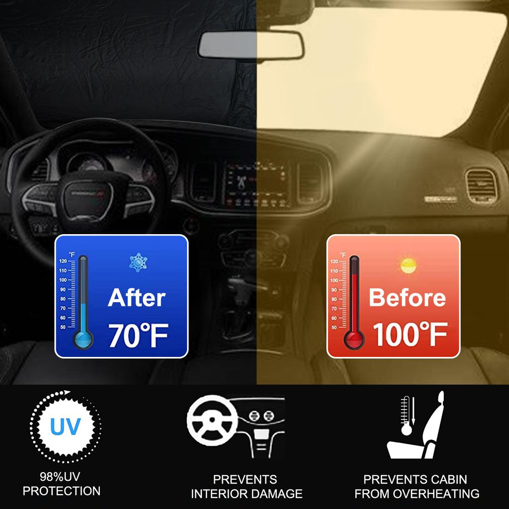 Foldable Windshield Sun Shade for Dodge Charger 2011-2024 Front Window Shades Protector Chevy Tahoe Sun Shade Auto Accessories