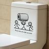 Funny Figure Holding Toilet Paper Roll Toilet Seat Sticker Bathroom Decor Self-Adhesive Removable Decal