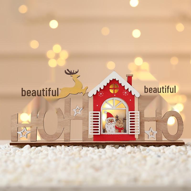 Colorful Christmas Wooden Glow Ornaments: Santa, Snowman & Deer