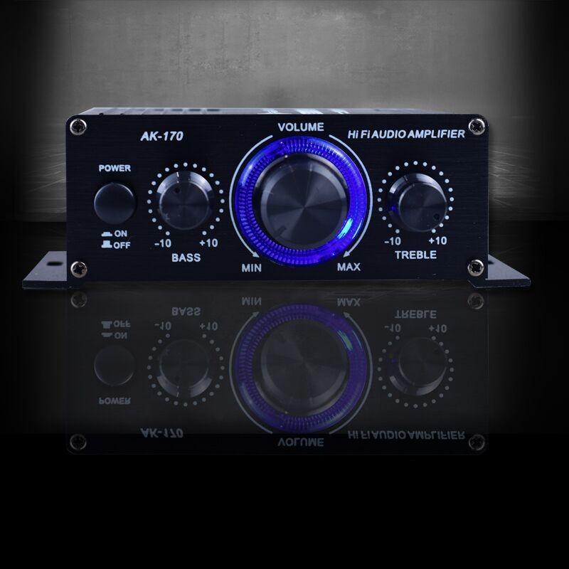 AK-170 Car HIFI Audio Amplifier 12V Small Portable Stereo Amplifier Home Theater Sound System 125X75X40MM