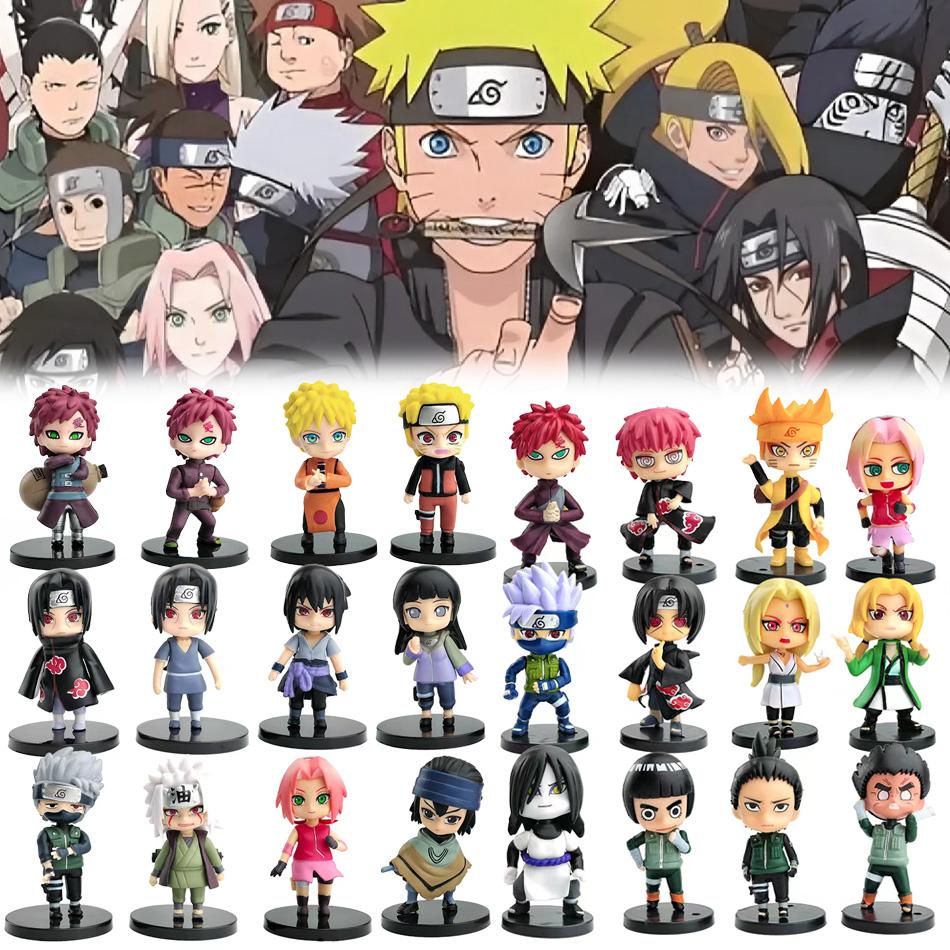 Discover Intime Latest 12Pcs/Set Anime Figure Naruto Shippuden Hinata Sasuke Itachi Kakashi Gaara Action Figure Q Version Pvc Figures Playthings Present