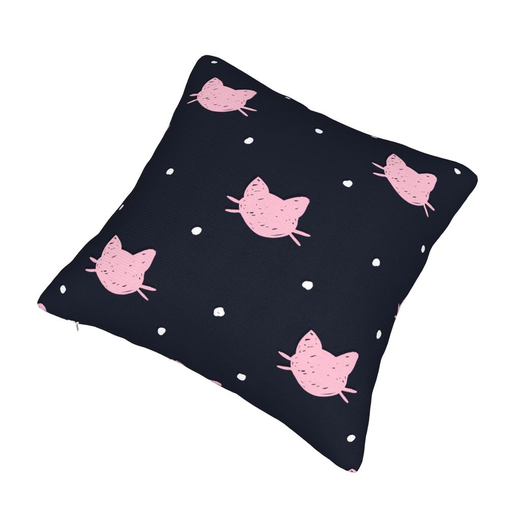 Cat Polka Dots Pillowcase Printing Polyester Cushion Cover Decorations Pink Pillow Case Cover Home Square 45*45Cm