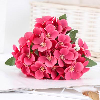 Artificial Begonia Flower Branch with Stem 5 Fork 35 Head Home Wedding Party Faux Crabapple