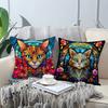 Mosaic Cats Floral Patterns Digital Printing Pillow Cover Short Plush Suitable Living Rooms Bedrooms Sofas Throw Cushion Cover