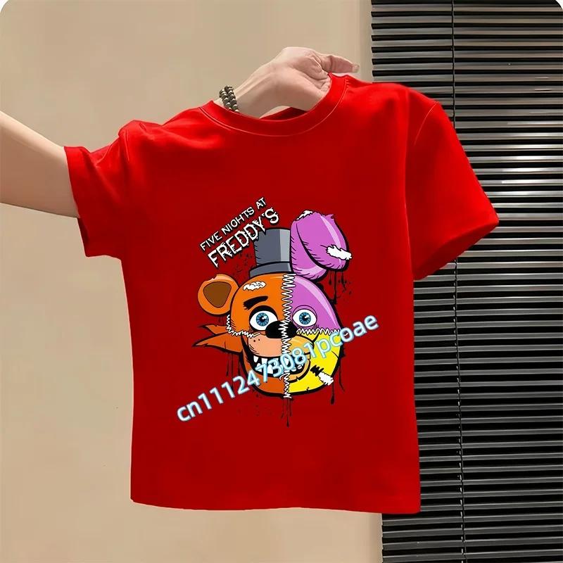 T-shirt FNAF Traspiranti Bambini Five Nights At Freddy Carino Top a Manica Corta Ragazzi Ragazze Moda Estiva T-shirt Abbigliamento Bambini