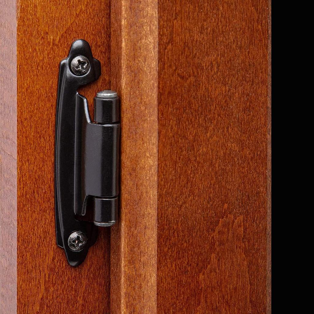 10Pcs Decobasics 1/2" Overlay Matte Black Cabinet Hinges, Self Closing Bath & Kitchen Cabinet Hinges Black Flush Mount w/Door Bu