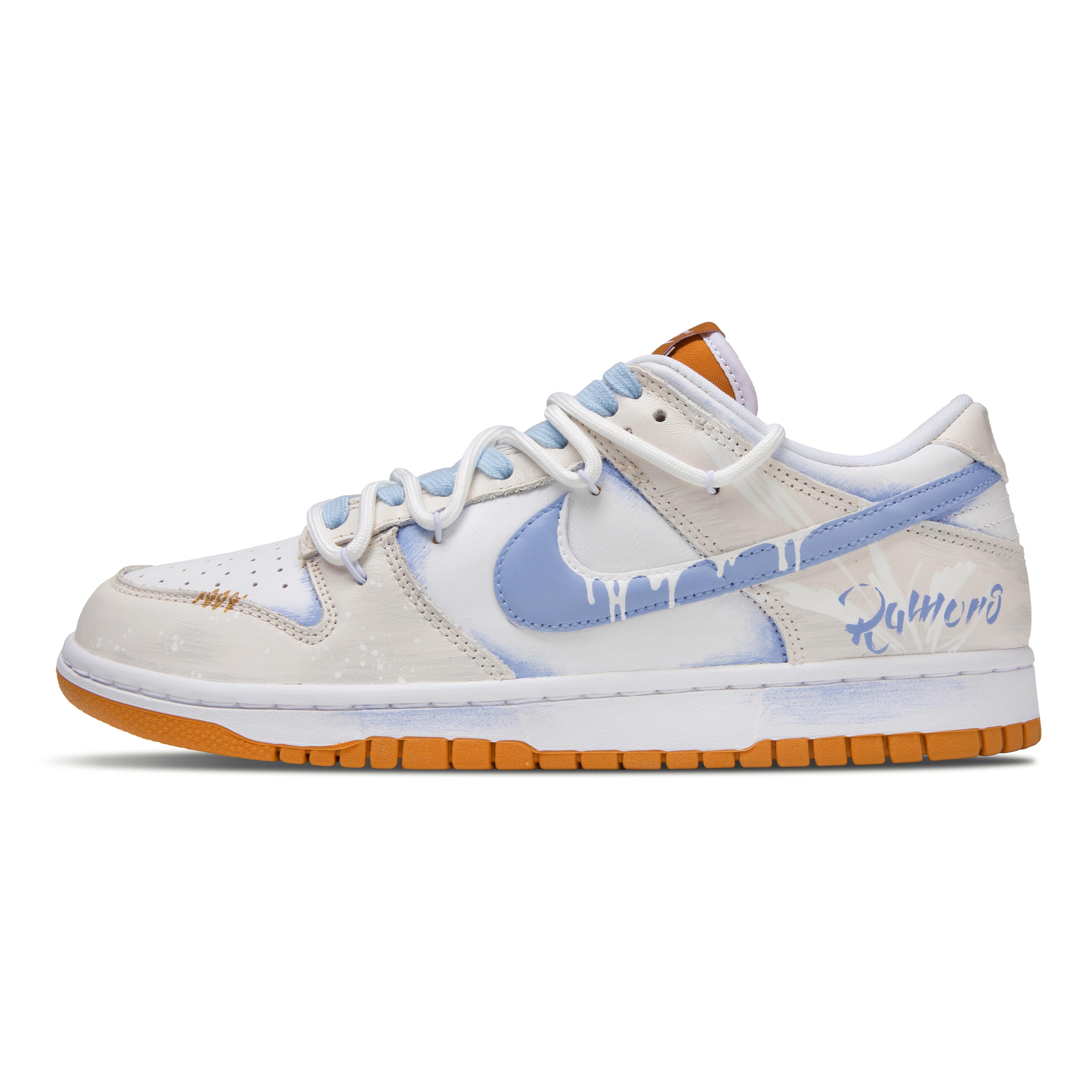 

Nike Dunk Pale Blue Abrasion Resistant Low top Skateboard Shoes Unisex Beige White Blue FQ6965-700(Team864-) 38