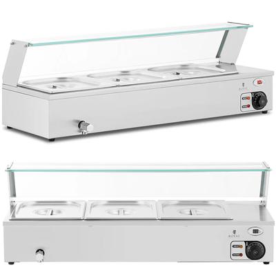 Bain-marie Food Warmer, Warming Buffet with Cover, 3 X GN 12, 2000 W
