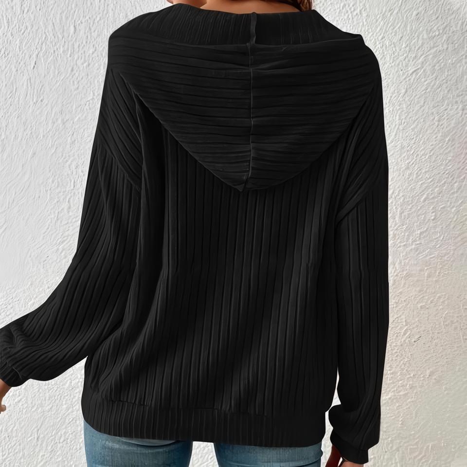 Dámské mikiny Základní jednobarevné pulovry Ležérní topy s dlouhým rukávem Lehký svetr s kapsou