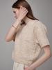 Saengleogsyu Ballon Kurzarm Strick Beige
