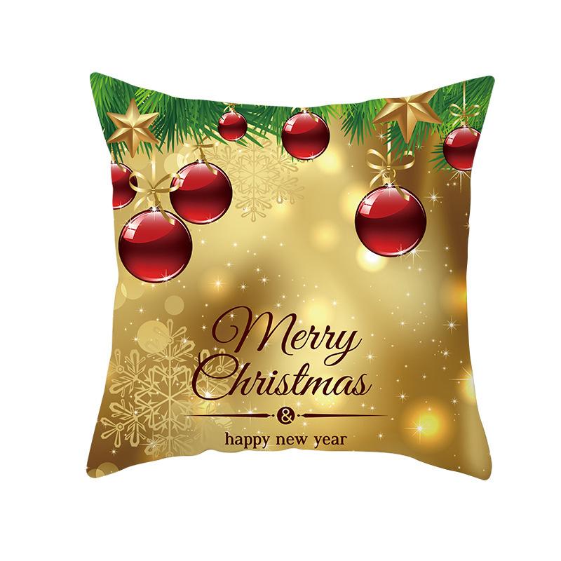 New Christmas Golden Ball Bell Pillow Cover Sofa Car Office Seat Cushion  Gold Series  Holiday Home Decoration