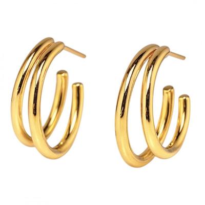 Earrings Stainless Steel Plated with 14K Gold Post Back Women's
