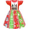 Christmas New Children'S Flying Sleeve Dress 3D Digital Printing Christmas Day Performance Dress