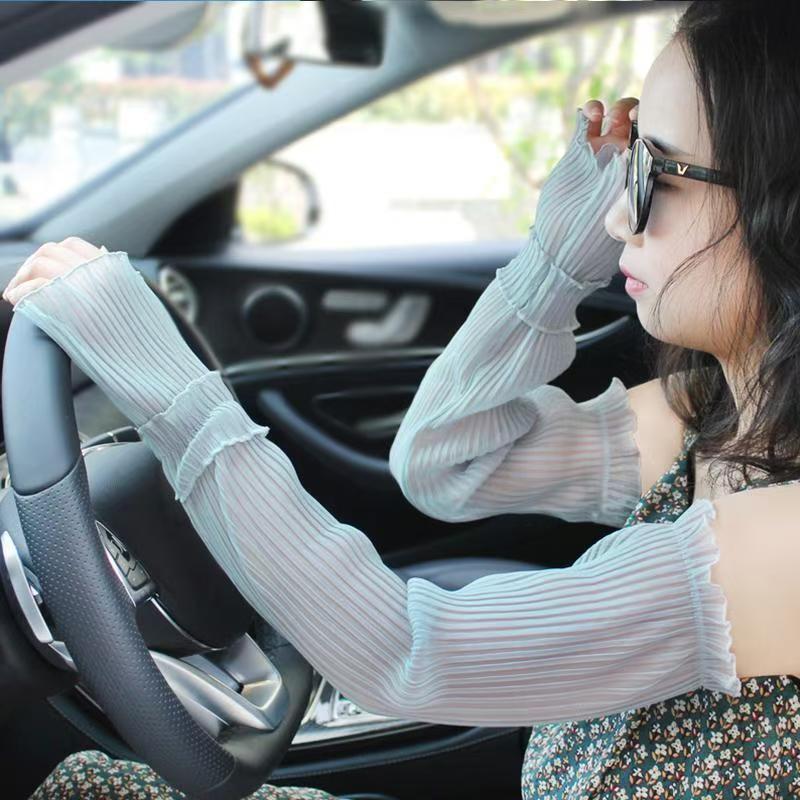 Women's Ice Silk UV Protection Arm Sleeves: Thin, Stylish Sunshade Gloves for Summer