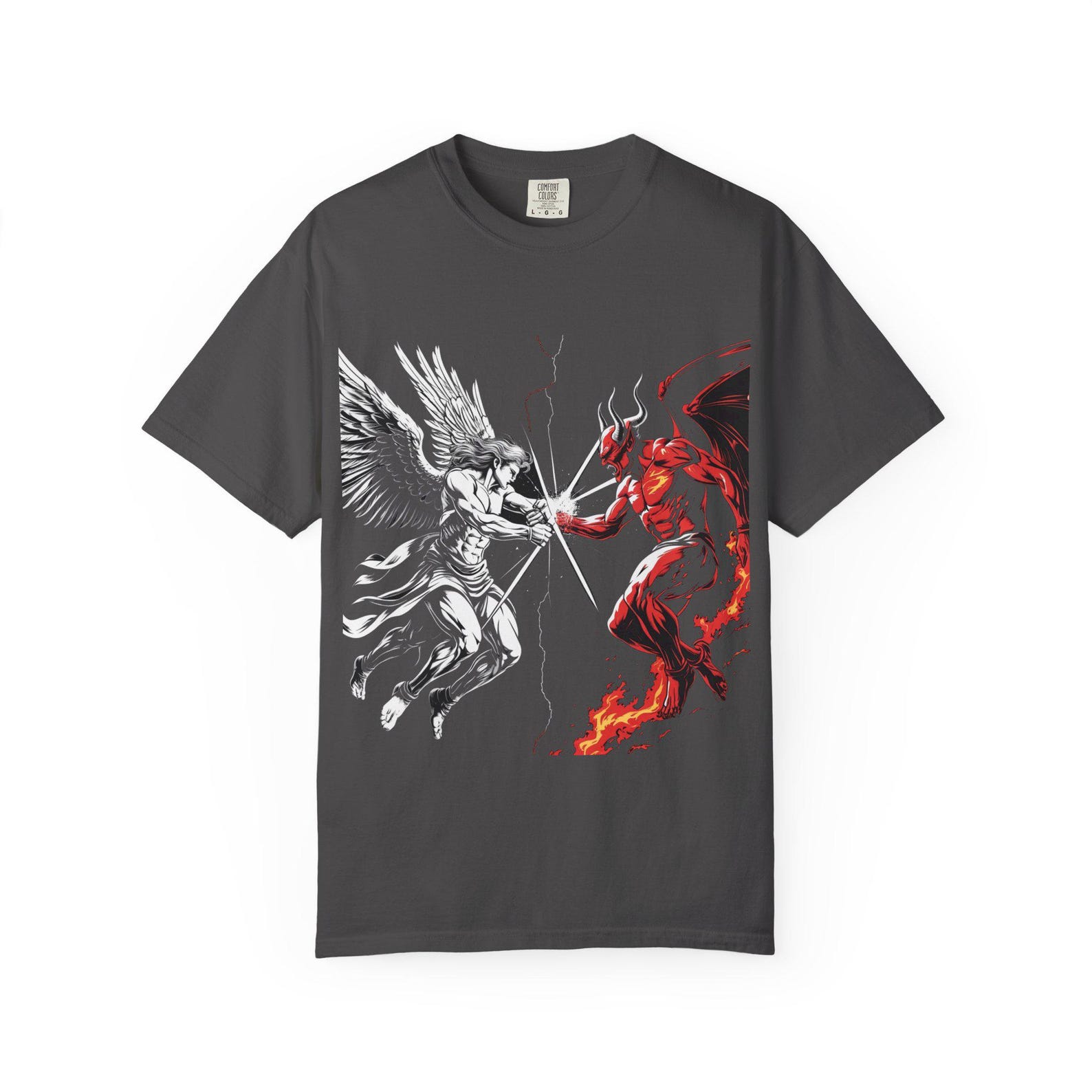 Angel vs Demon Clash T-Shirt | Two-Tone Illustration, Mythic Battle 4XL