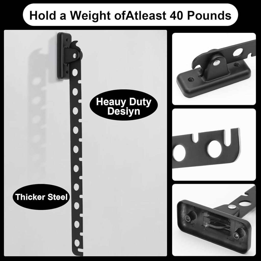 Wall Mount Coat Hanger,Folding Clothes Drying Racks,Sturdy Hanging Clothes Hanger,Laundry Room Drying Rack(10-Hole 1 Black)