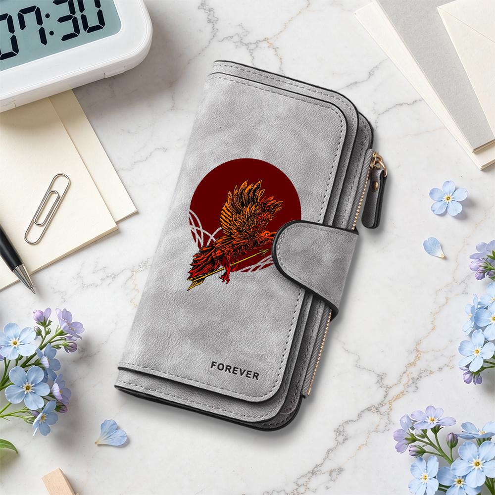 Stylish Raven Pattern Forever Long Wallet Fashion Portable Purse with Multiple Card Slots for Daily Use