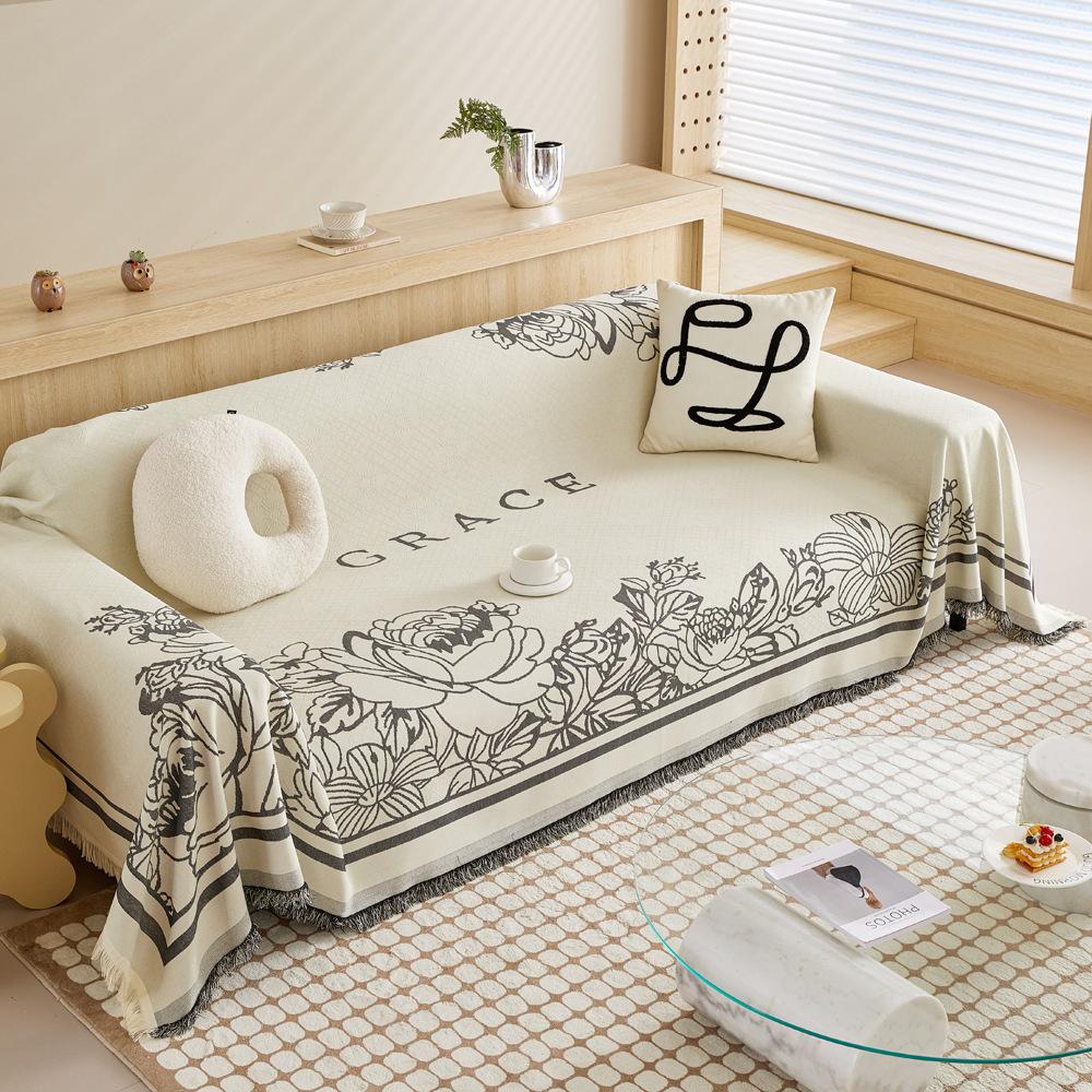 Telo Copridivano Francese Copertura Completa Antiscivolo Universale per Tutte le Stagioni Alta Sensazione Copridivano in Pelle Universale Coperta Copertura Anti-Graffio