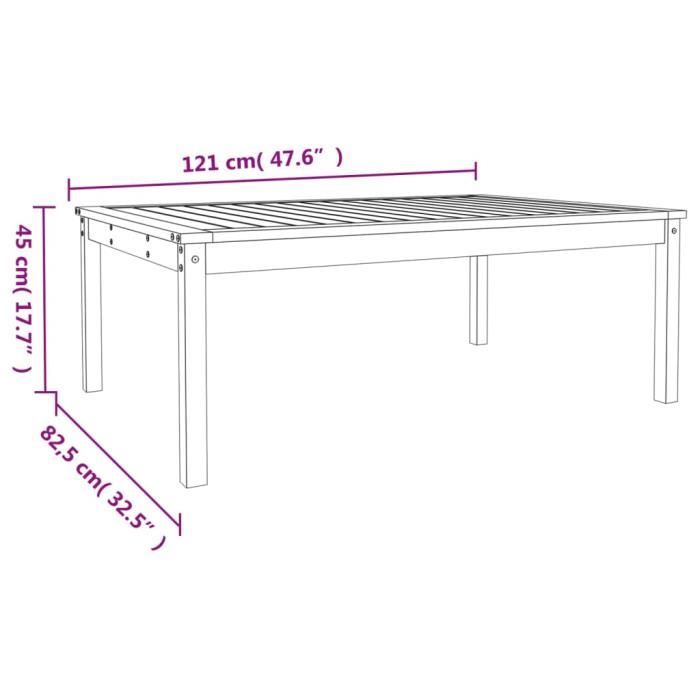 VidaXL Table de jardin blanc 121x82,5x45 cm bois massif de pin 824128