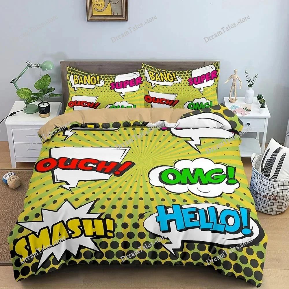Color Comic Pattern Duvet Cover Queen King Cartoon Bedding Set for Kids Boys Girls Hippie Hip Hop Rock Style Comforter Cover741
