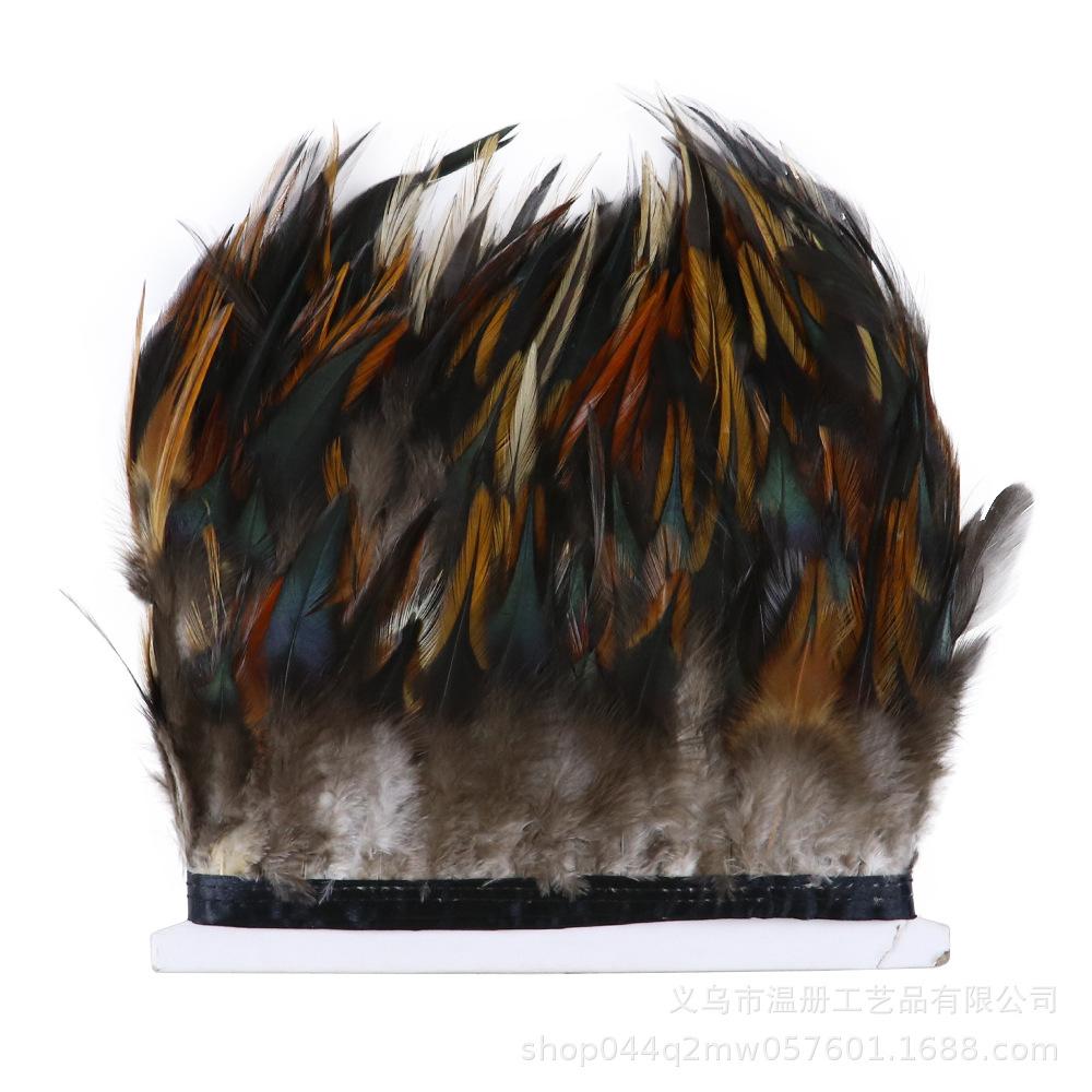 Chicken Feather Black Heart Tip Cloth Edge Clothing Accessories Pendant Material High Quality Chicken Feather Cloth Belt Handicraft