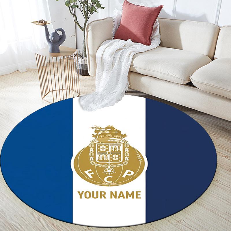 Custom Name Futebol Clube Do Porto2 Round Area Rug,Carpet Rug for Living Room Bedroom Sofa Playroom Decor,Non-slip Floor Mat