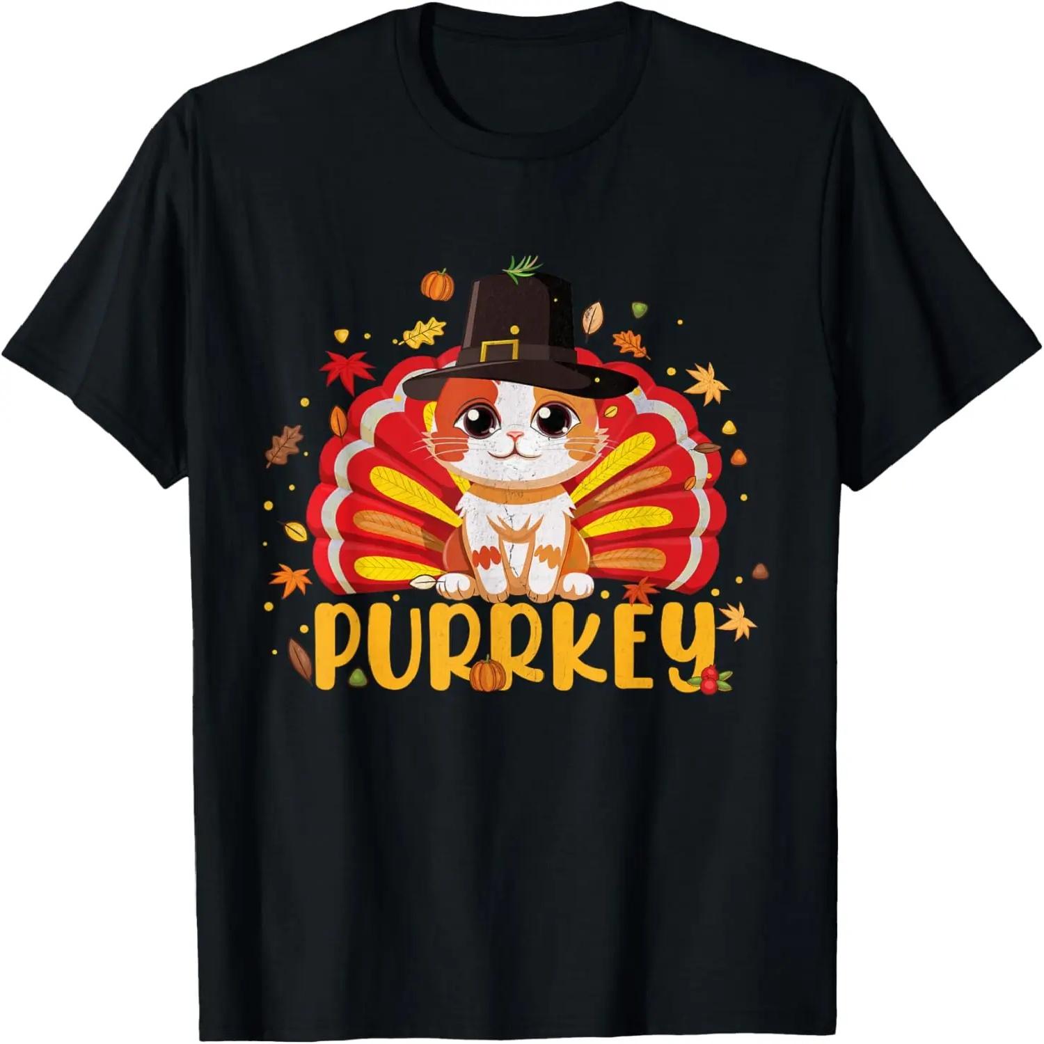 Funny Purrkey Turkey Cat Kitten Funny Thanksgiving Cat Lover T-Shirt XXXXXL чёрный