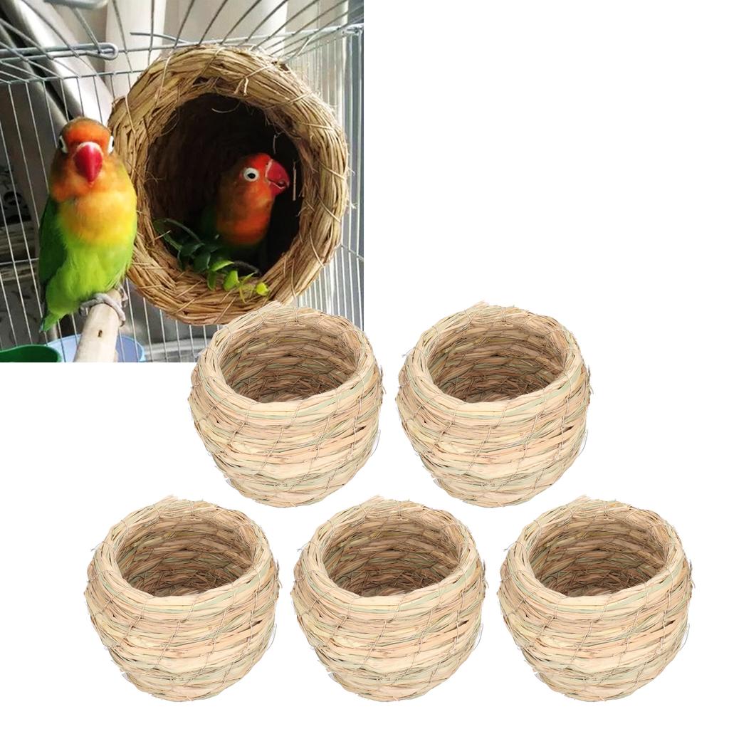 5Pcs Set 12CM Straw Simulation Bird Hatching Place Decoration Parrot Breeding House