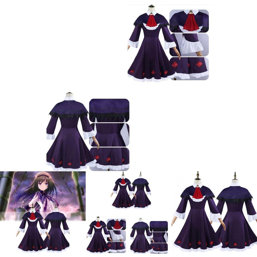 Magical Girl Madoka Magica Homura Akemi Cosplay Costume Dress Accessories Headband Socks)