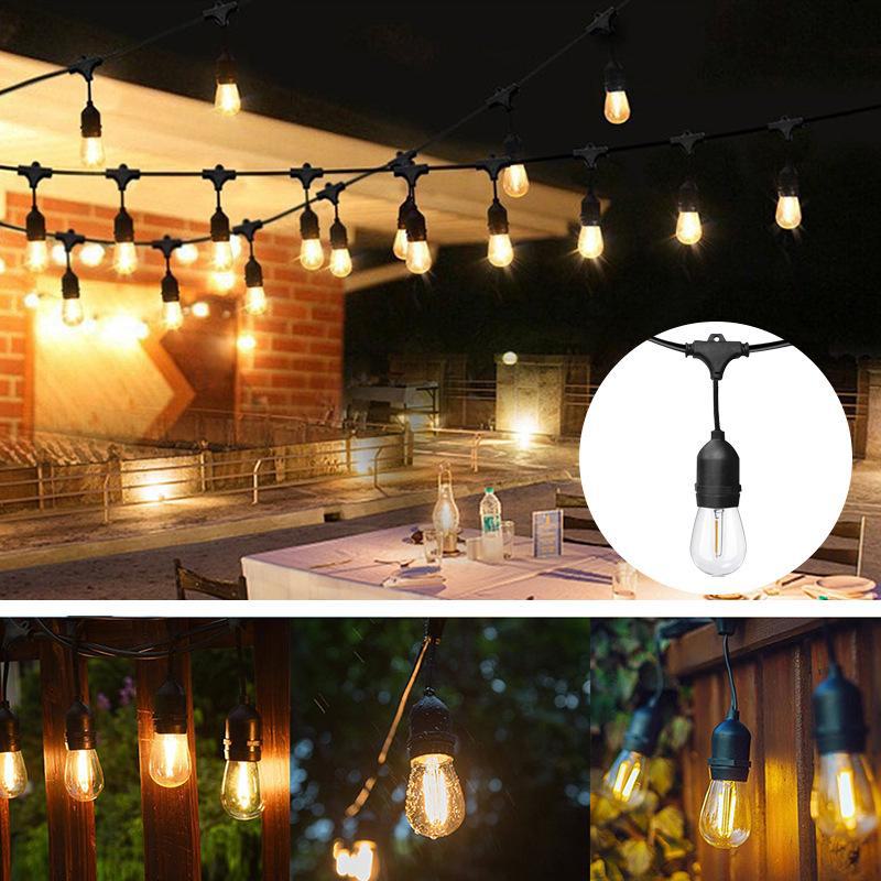 Solar S14 Outdoor LED Garden String Light - E27/E26 Bulbs for Holiday and Decorative Use