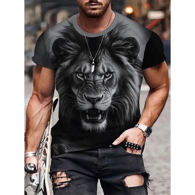 Herren 3D-Druck T-Shirt Kurzarm Rundhals Pullover lässiges Oberteil