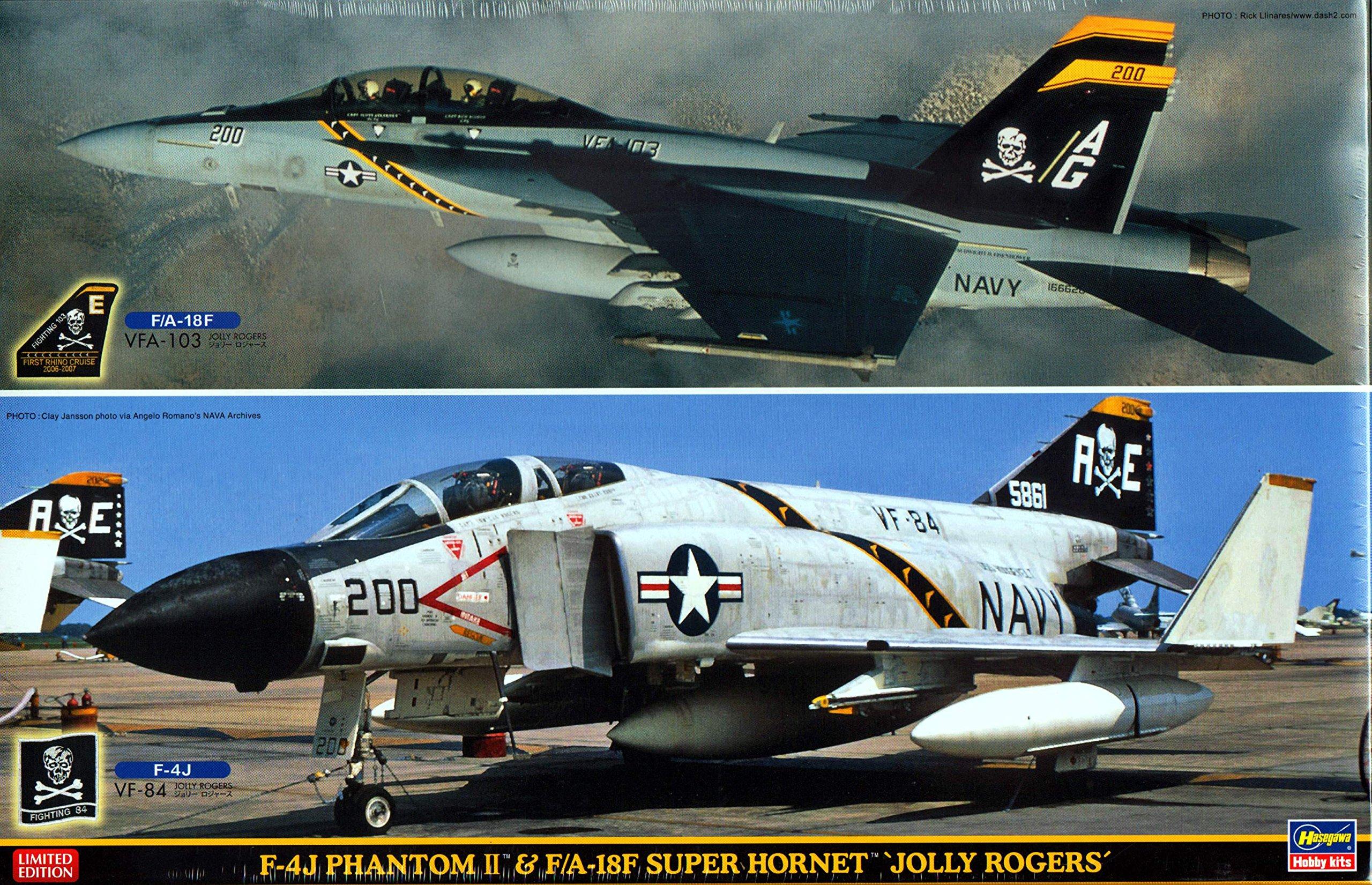 

Hasegawa scale Airplane Series US Navy Phantom II Super Hornet Jolly Rogers Plastic Model SP347 1/72 F-4J & F/A-18F
