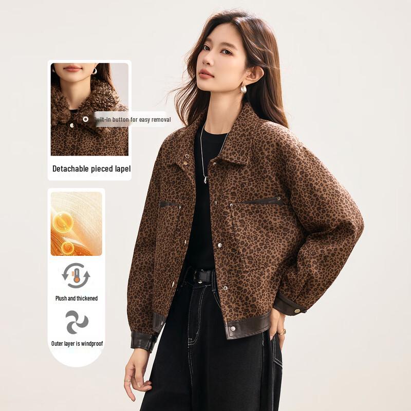 

TERRE BLEUE Women s Retro Suede-Feel Jacket with Detachable Fur Collar XL