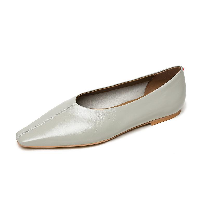 

одиночные туфли из коровьей кожи с плоским носком, женские туфли с неглубоким носком, профессиональные туфли на низком каблуке, овчина, одна педаль, женская обувь из натуральной кожи 39 серый