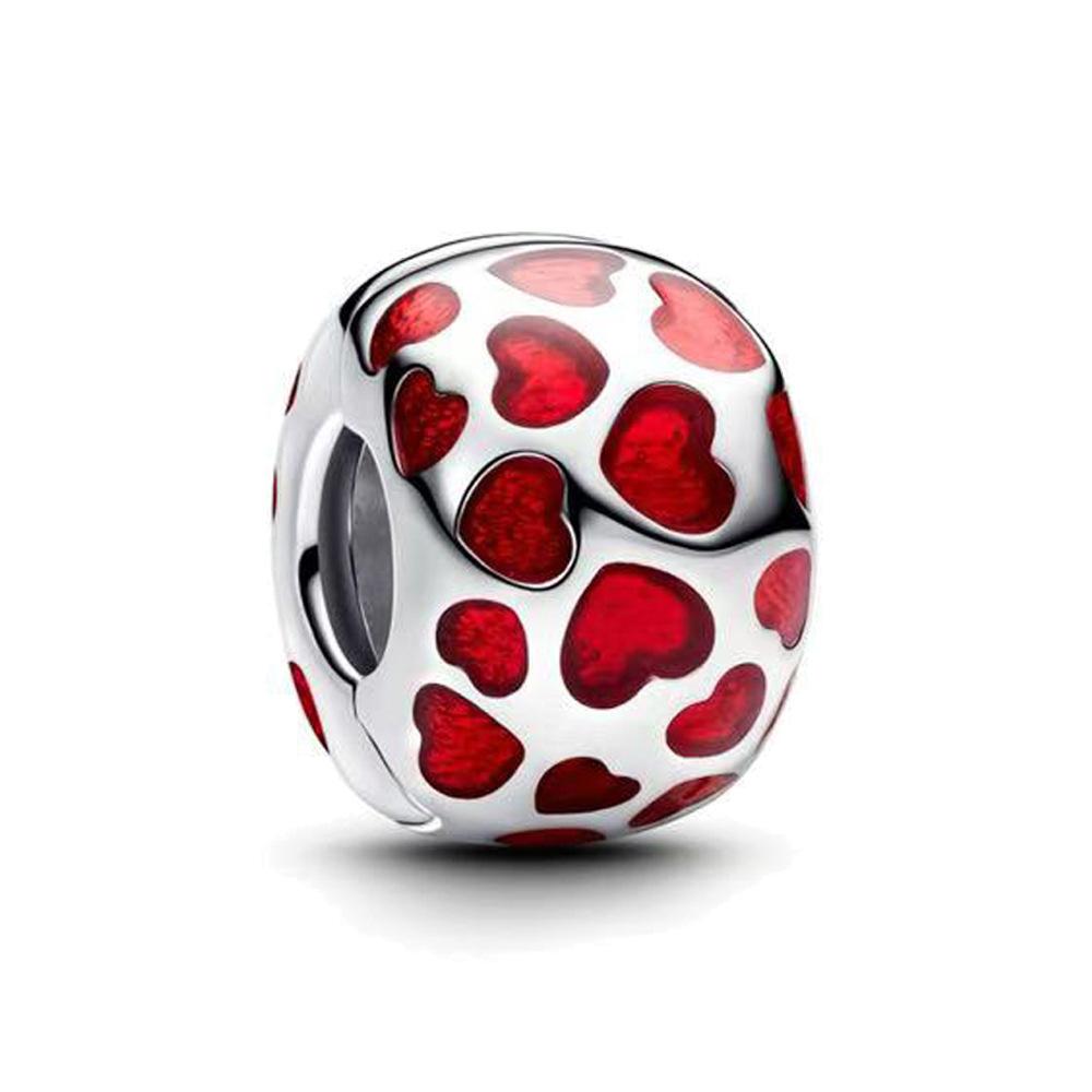 925 Silver Red Enamel Dragon Ladybug Strawberry Wine Bottle Horse Rose Apple Heart Lucky Beads Charms Pendent Fine Jewelry Gift