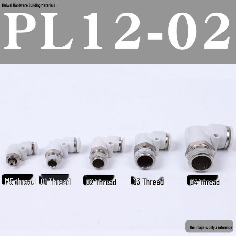 Pneumatic Tube Quick Connector: PL8-02, 4-M5, 6-01, 10-03, 12-04 Threaded Elbow