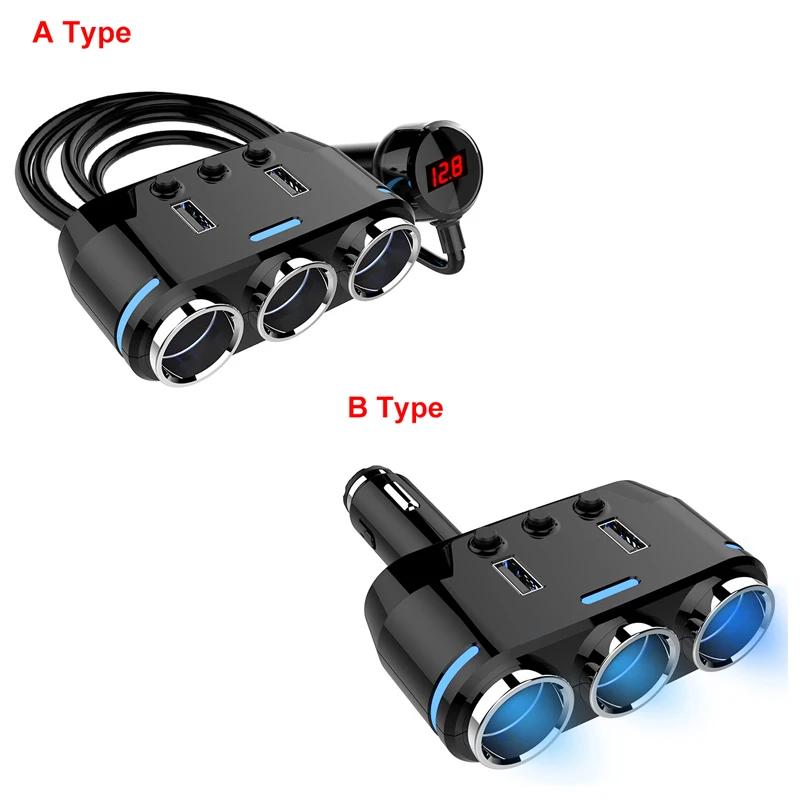 12V-24V Gniazdo zapalniczki samochodowej Rozdzielacz wtyczki LED USB Ładowarka telefonu Adapter Napięcie Przedłużacz zapalniczki samochodowej