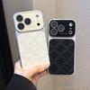 Large Window Diamond Grid PU Leather Phone Case for iPhone 13 17 ProMax 16 15 14 Pro Max Glass Lens Protecti Cover Funda