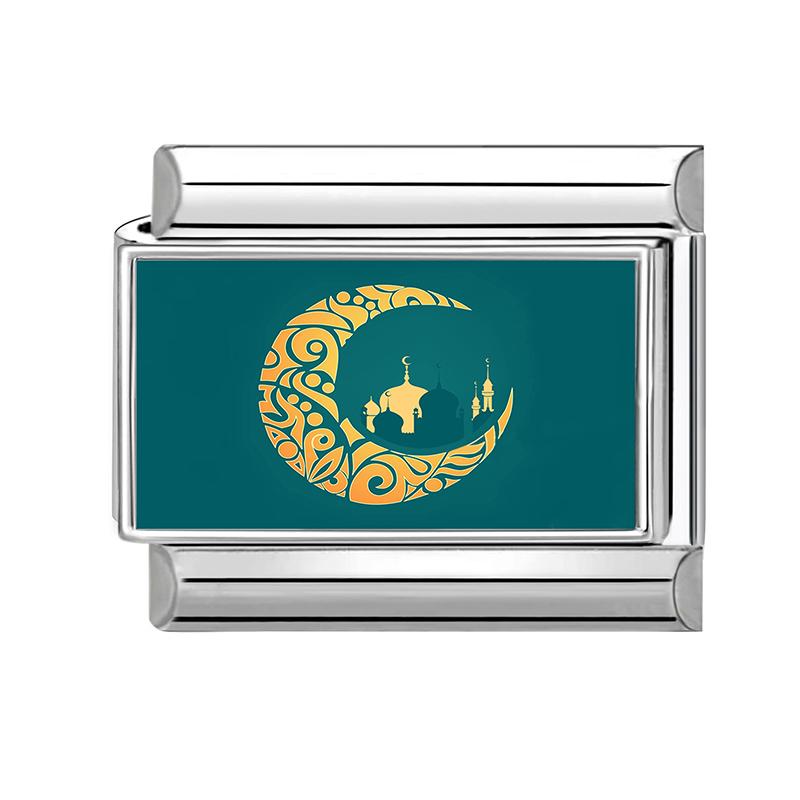 New Classic Hari Raya Haji Element Moon Sheep Pattern Italian Charm Links Fit 9mm Bracelet Stainless Steel DIY Making Jewelry