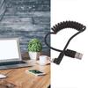 Coiled USB Type C Cable, Angled USB C to USB2.0 Extension Cord 90 Degree USB C Adapter Leads Data Sync Cable