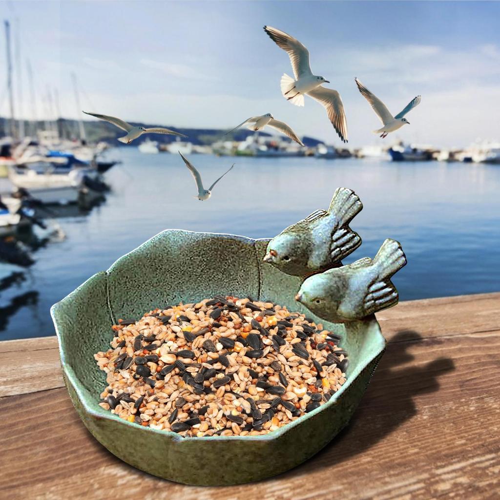 Bird Feeder Yard Ceramic Bird Baths Creative Fruit Tray Bird Feeder Garden Decor Bird Feeder Retro Finish Bird Feeder Tray